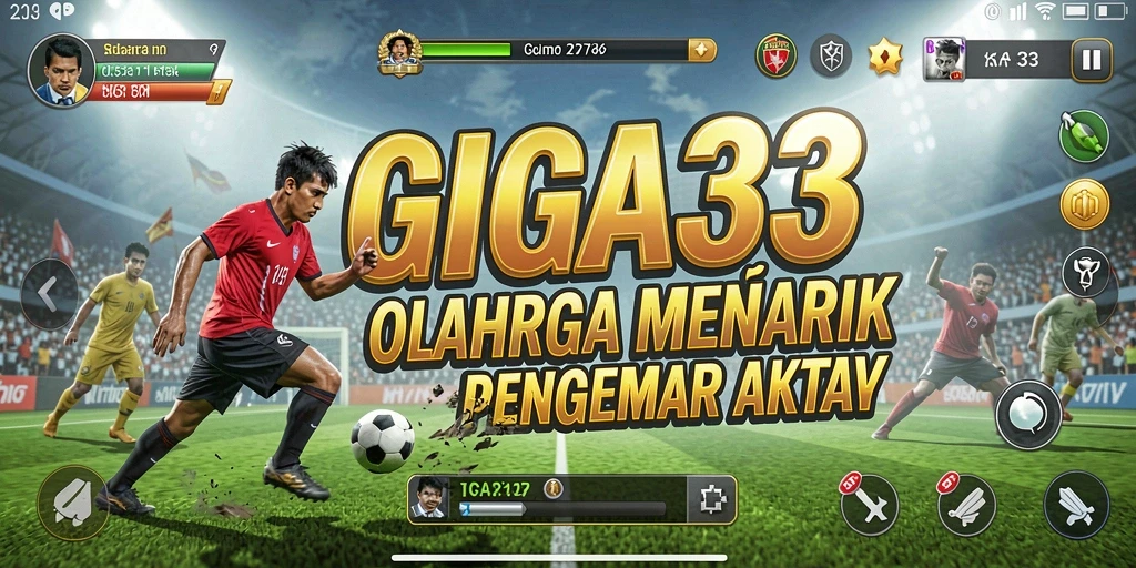 Tampilan utama GIGA33 dengan aksi olahraga yang seru.