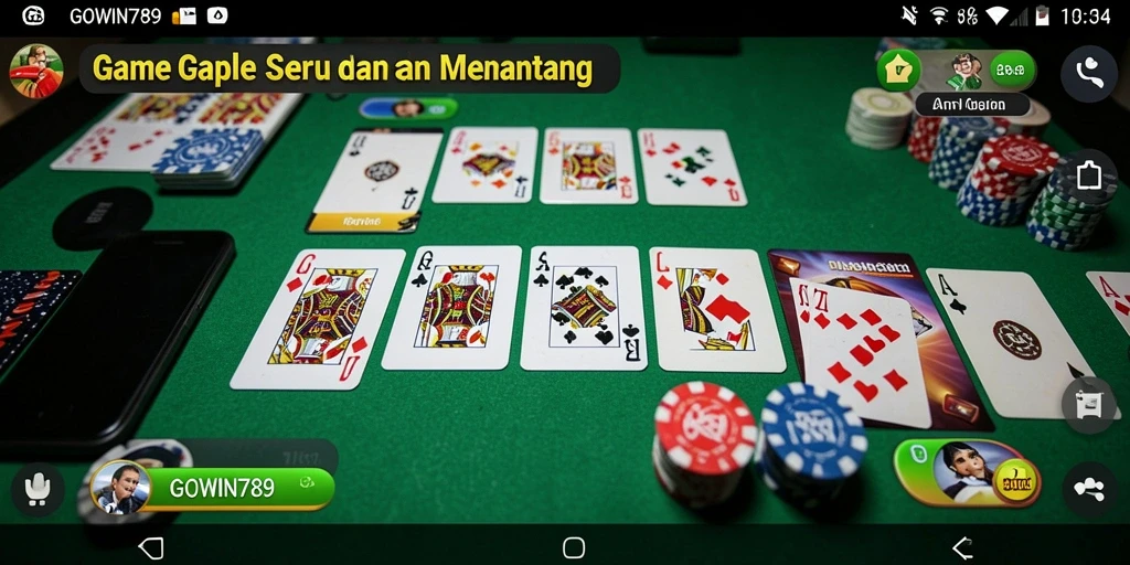 Tampilan gameplay seru GOWIN789 saat bermain Gaple.