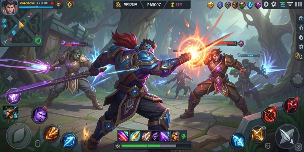 Tangkapan layar utama PRG007 menampilkan pertarungan seru di arena MOBA.