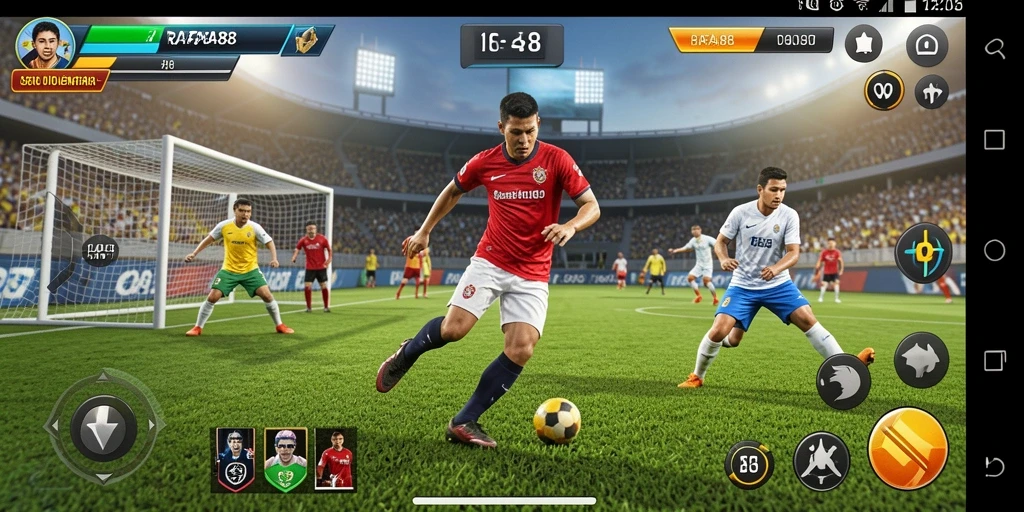 Screenshot menunjukkan gameplay seru RAFA88 dengan aksi olahraga yang mendebarkan.