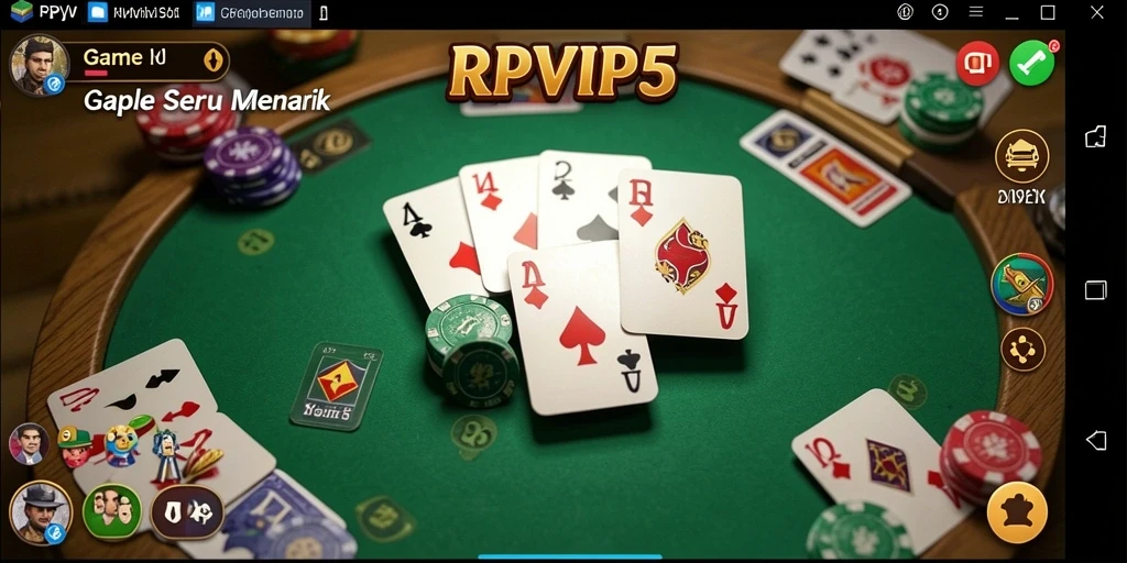 Tampilan gameplay seru di RPVIP5, nikmati permainan Gaple bersama teman.