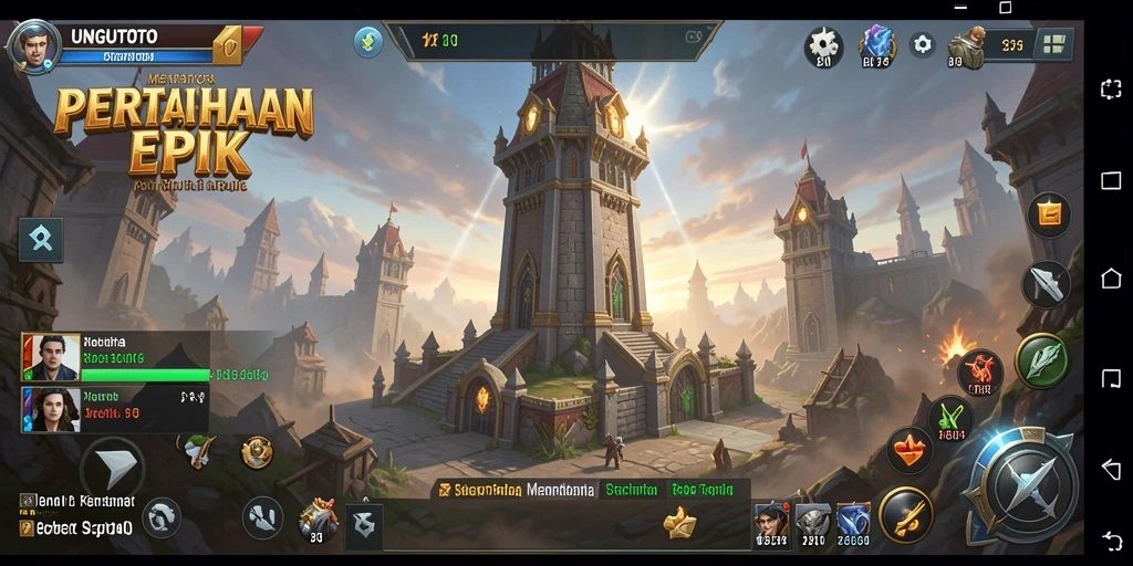 Screenshot UNGUTOTO menampilkan gameplay menara pertahanan yang seru.